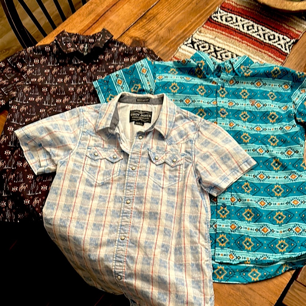 Kids Western Plaid and Patterned Shirts - Set of 3